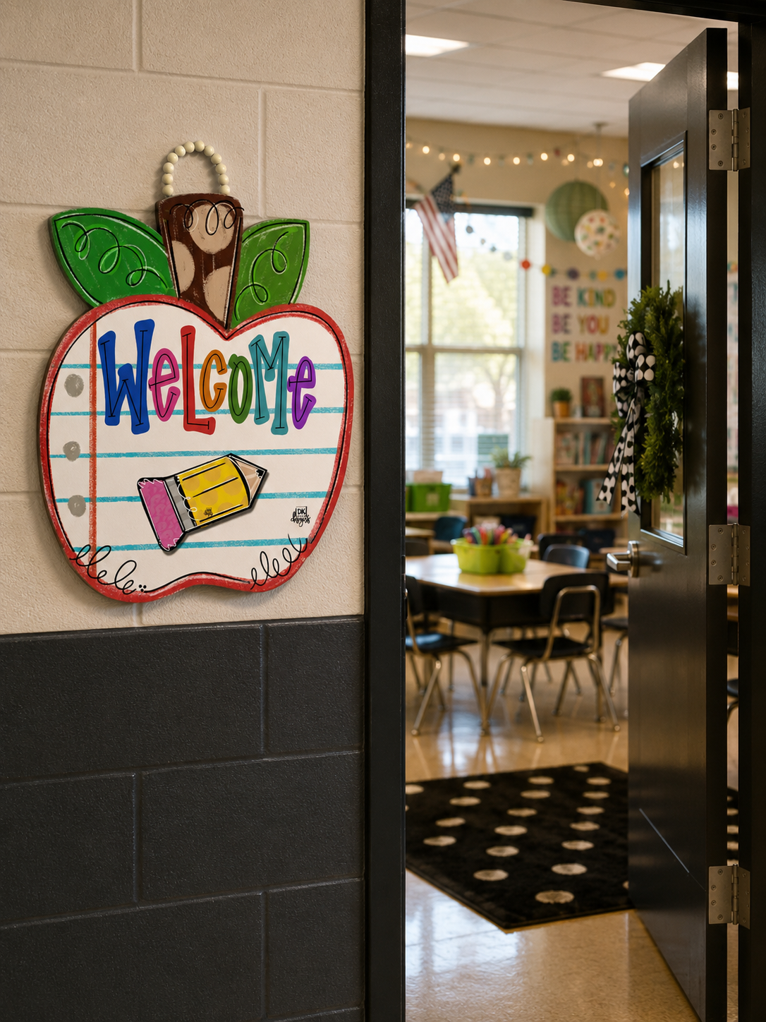 Apple Classroom Door Sign